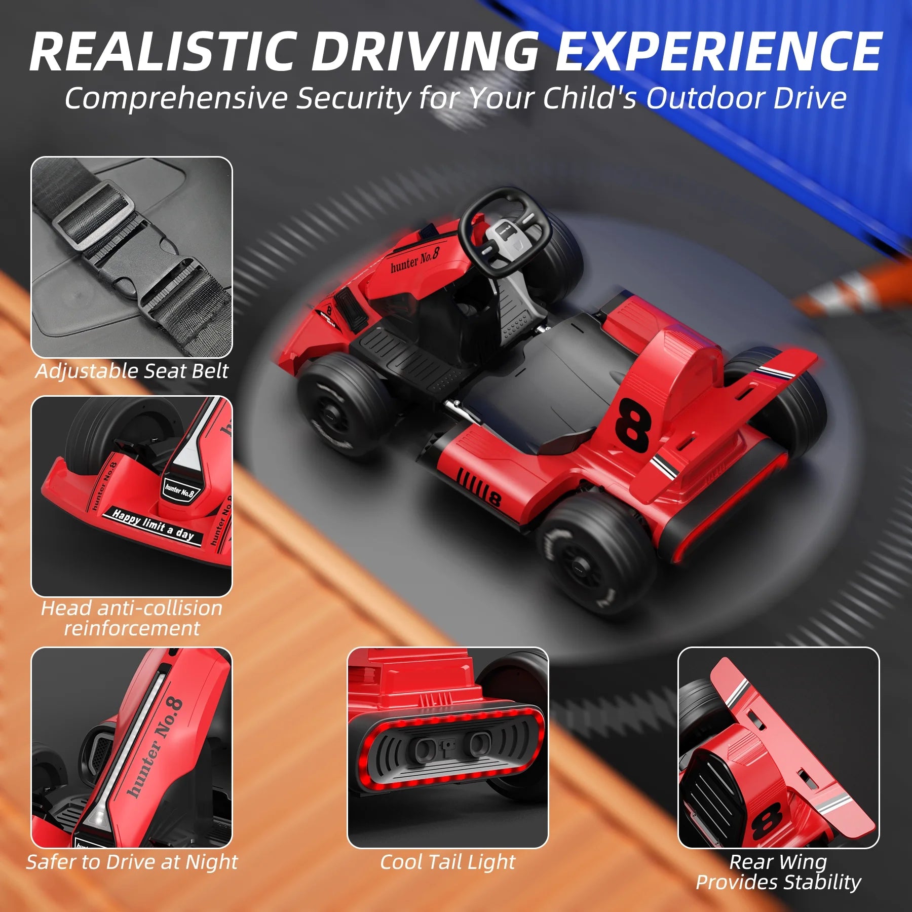 12 Volts Kids Electric Ride-On Car with Remote Control, Outdoor Go-Kart for Boys (Max Speed 5 Mph)