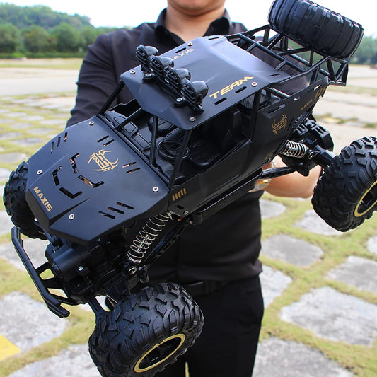 1:12 Rc Car,Off Road Truck Remote Control Car Metal Shell 2.4G 4WD Dual Motors, with 2 Batteries Black