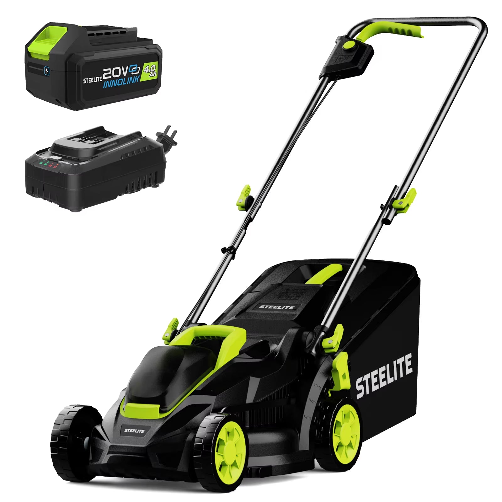 13-Inch Cordless Lawn Mower, 21V Electric Lawn Mower with Brushless Motor for Garden, 4.0Ah Battery & Charger Included