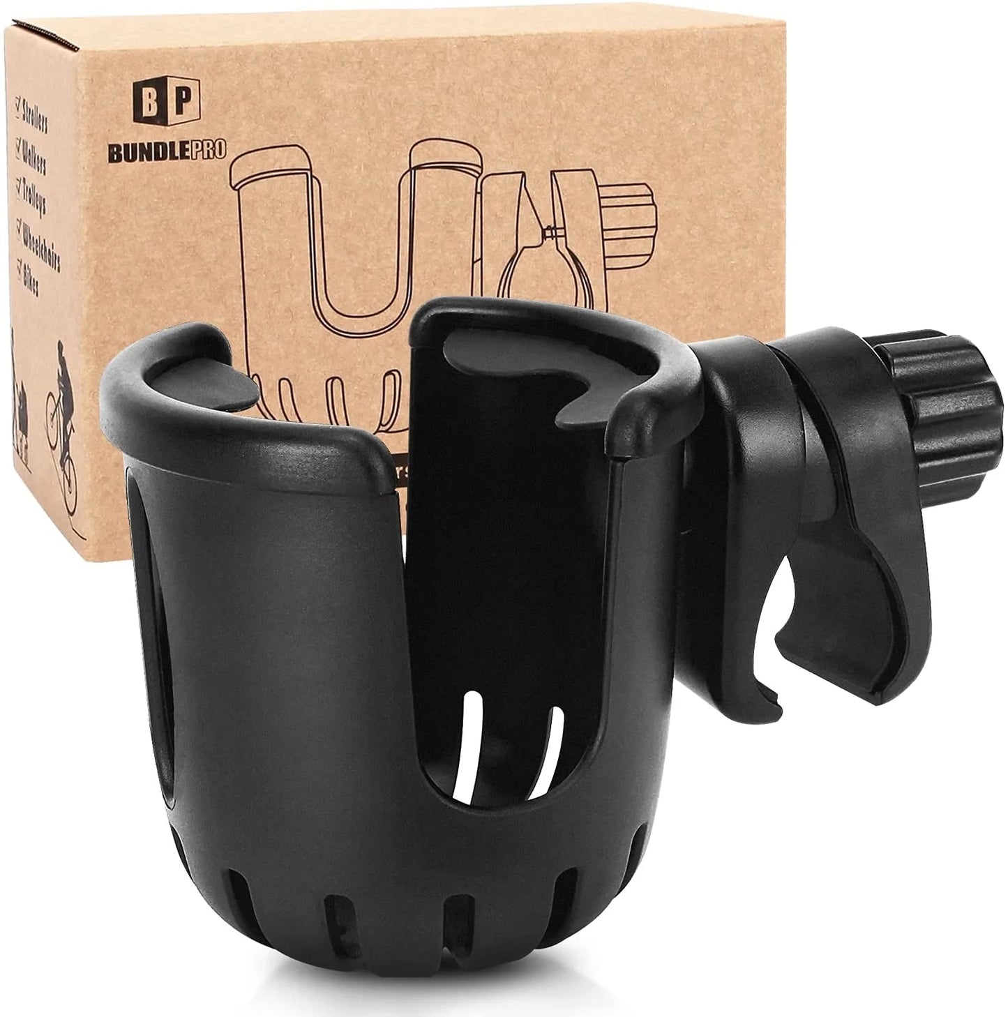 Baby Stroller Wheelchair Drink Cup Holder,4.3" Height,6.7" Length,0.35 Lbs Weight,Black