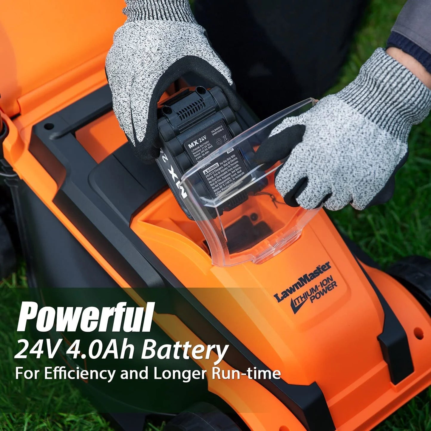 13In 24 V Cordless Lawn Mower with Push Button Start