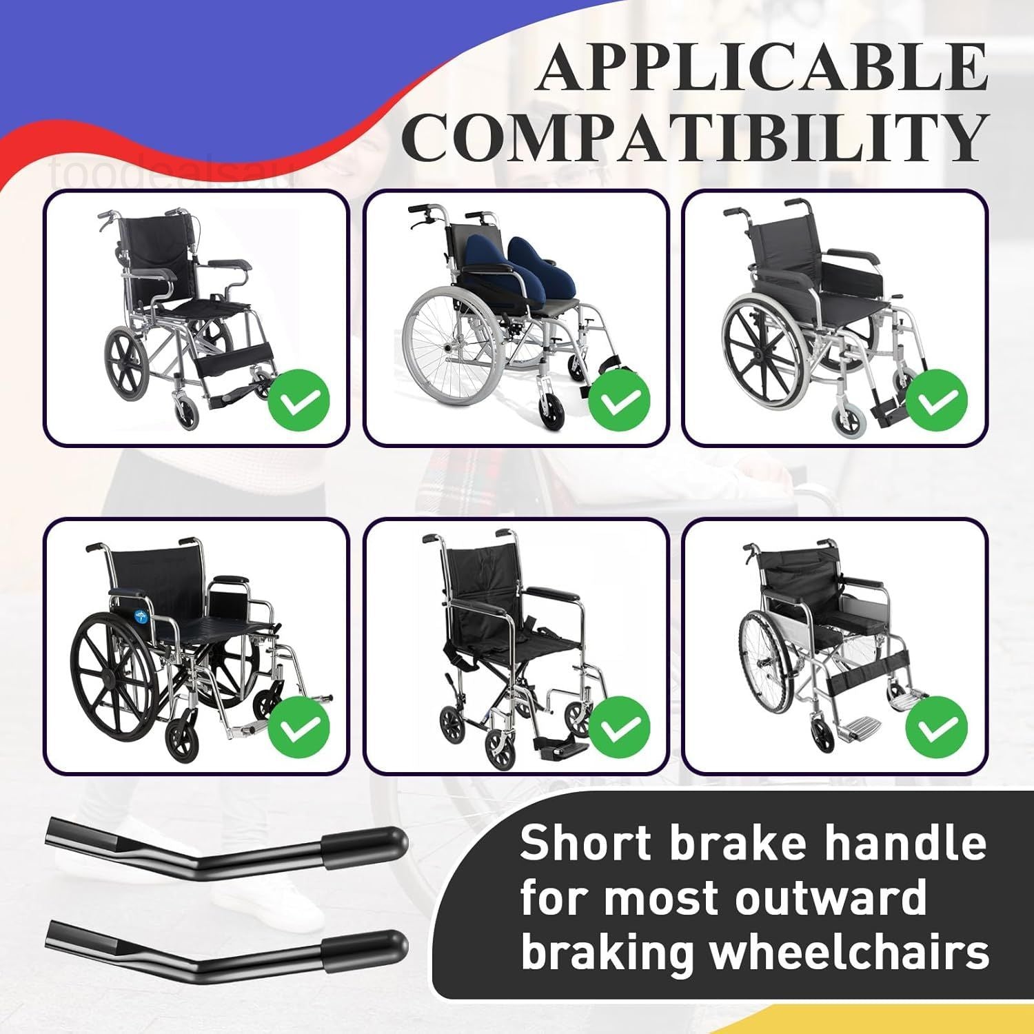 2 PCS Wheelchair Brake Extenders, 8.3 Inch Black