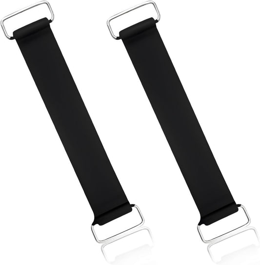 2-Piece Motorcycle Battery Strap, Stretchable Rubber Band Battery Holder Belt with Metal Buckle