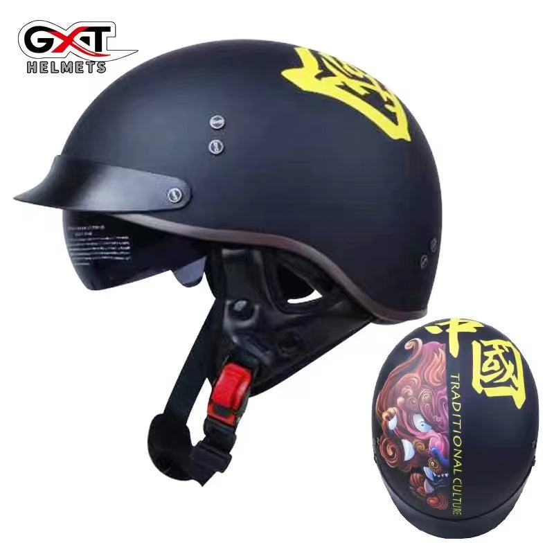 Motorcycle Helmet Casco Moto Half Helmet German Classic Moto Helmet DOT Certification Capacete De Moto with HD Visors Retro