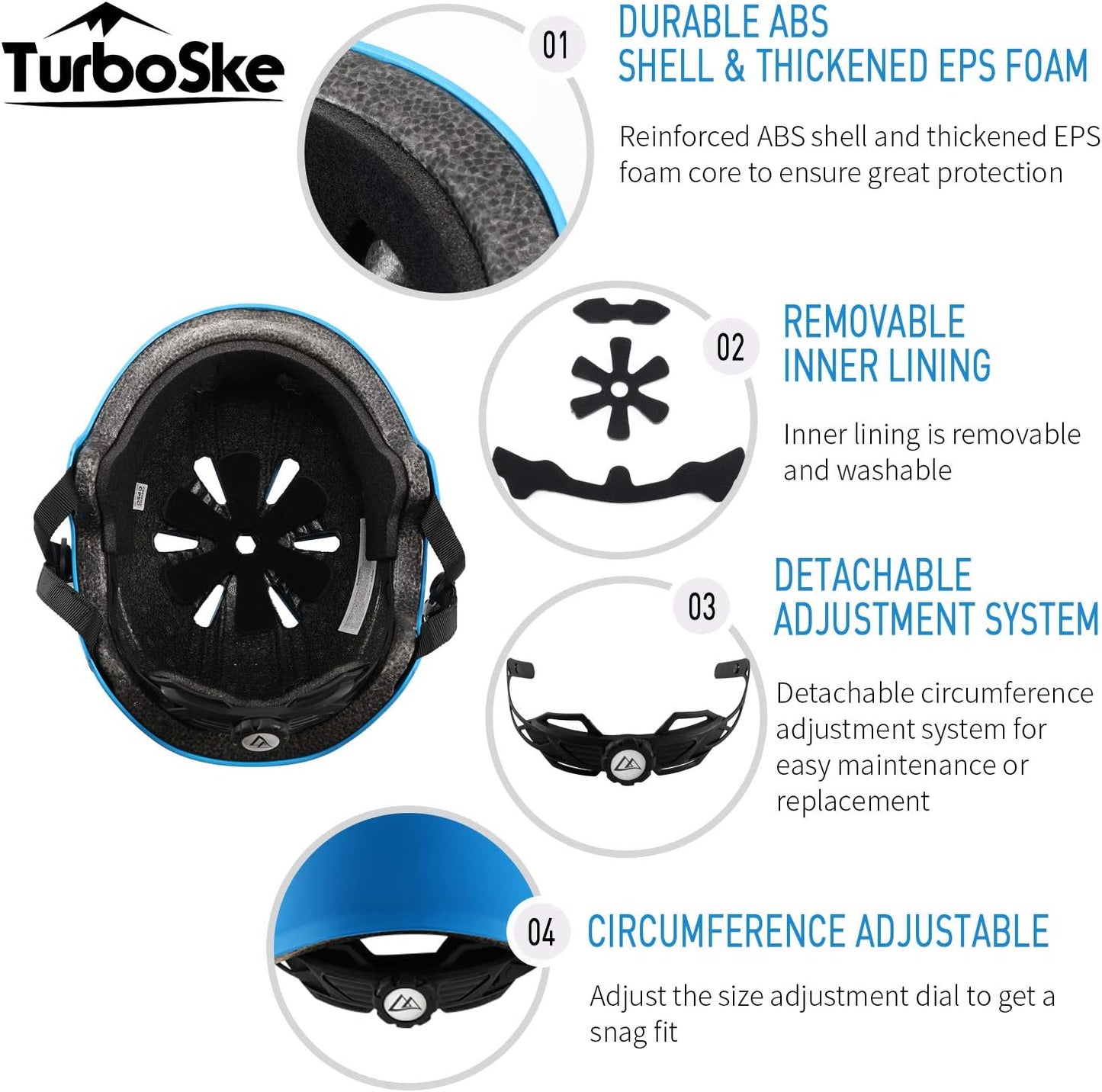 Skateboard Helmet, BMX Helmet, Multi-Sport Helmet, Bike Helmet for Kids, Youth, Men, Women