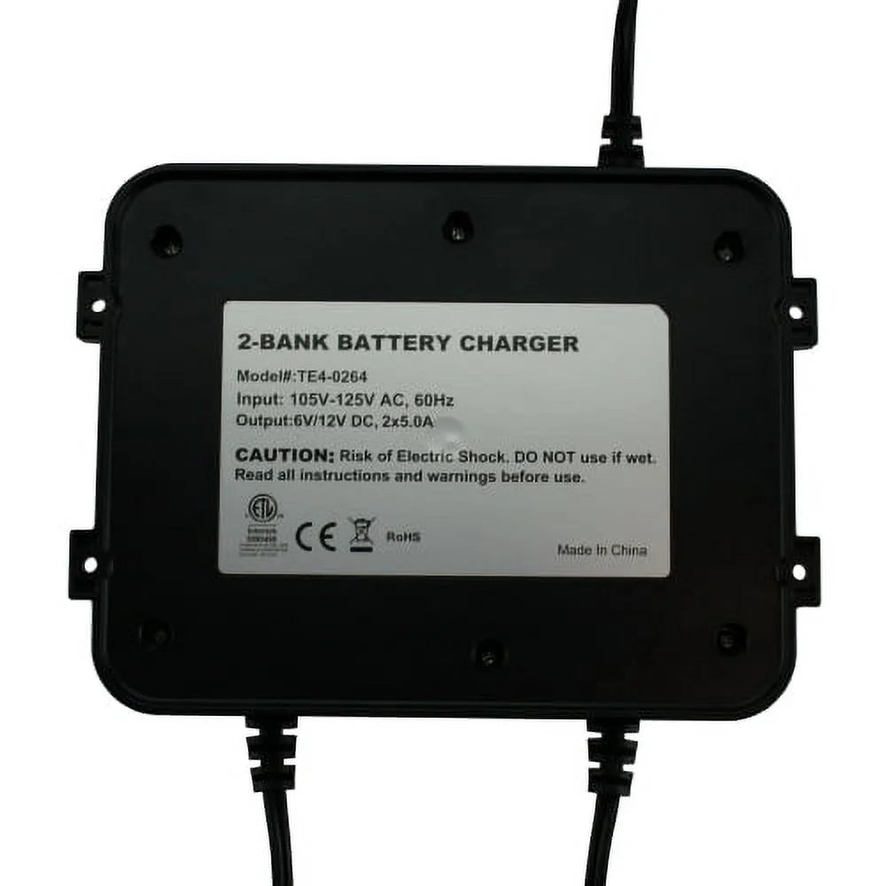 2-Bank Marine Battery Charger, 10-Amp (5-Amp per Bank) Smart Battery Trickle Charger Maintainer, 6V & 12V Onboard Battery Charger and Battery Maintainer