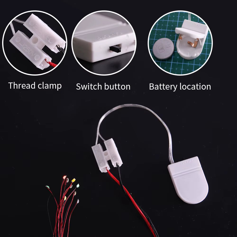 3V Button Battery Box Battery Buckle Belt Switch Train Sand Table Led Light Wiring Model Transformation Material without Battery