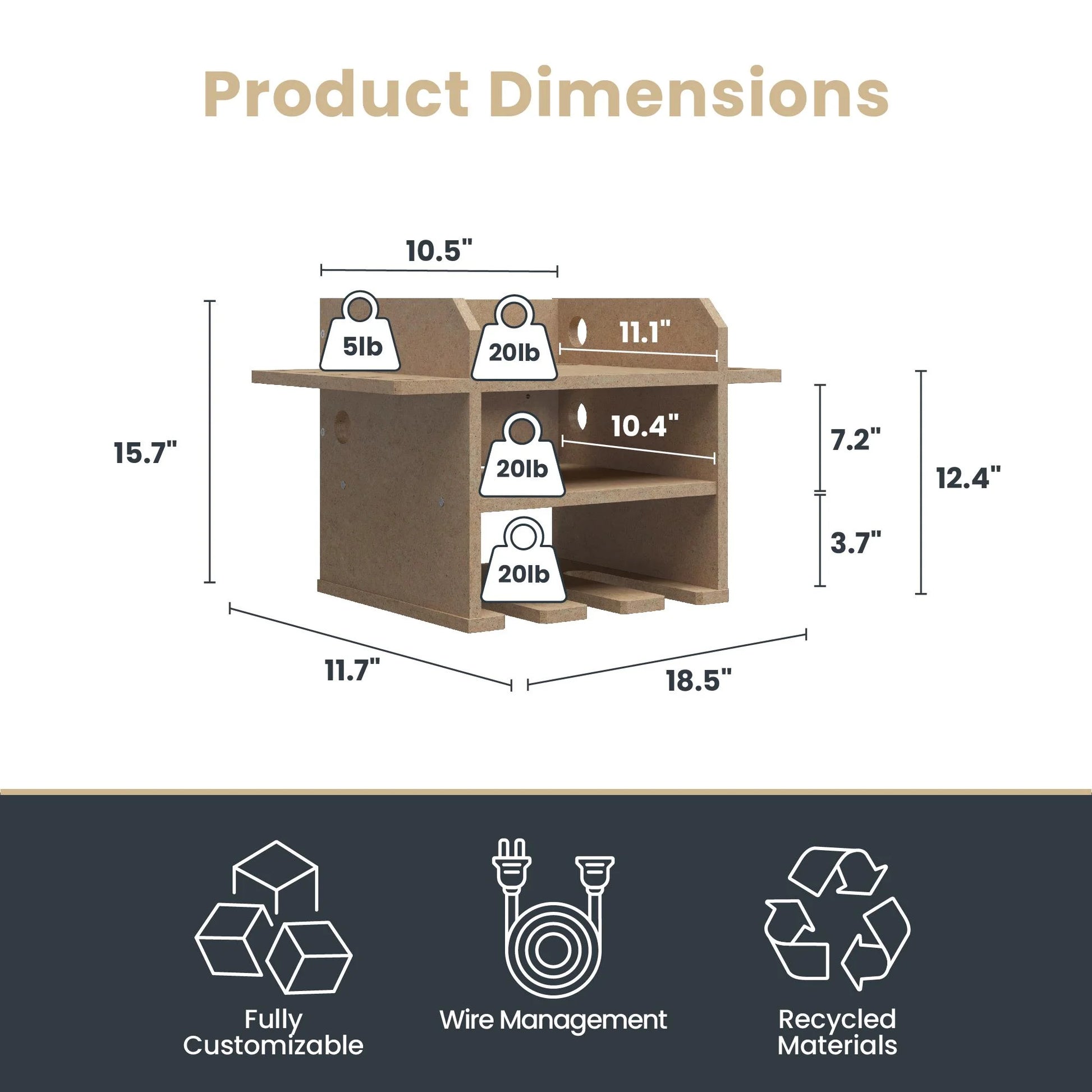 Benford Hanging Wall Mount Tool Organizer, Raw Board