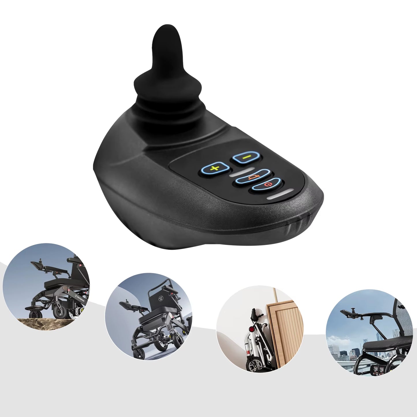 Black Aluminum Electric Wheelchair Joystick Controller, ML2P+ Adapter Cable WB5003 5 Gears 19*9.3*8.8Cm for Electric Wheelchairs