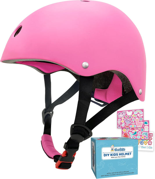Bike Helmet with DIY Stickers, CPSC & CE Certified - Toddler Helmet for Skateboard Roller-Skating Bicycle Scooter