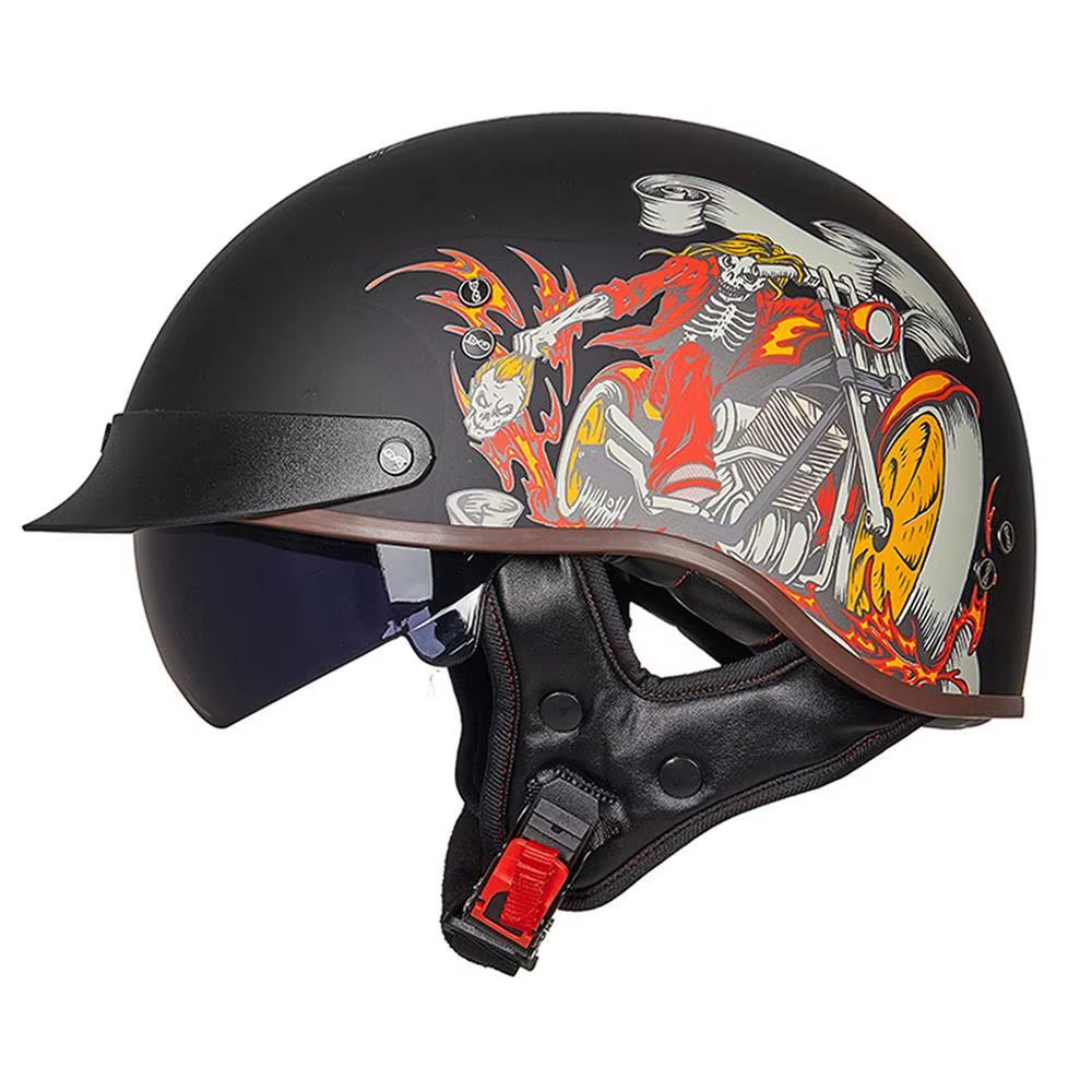 Motorcycle Helmet Casco Moto Half Helmet German Classic Moto Helmet DOT Certification Capacete De Moto with HD Visors Retro