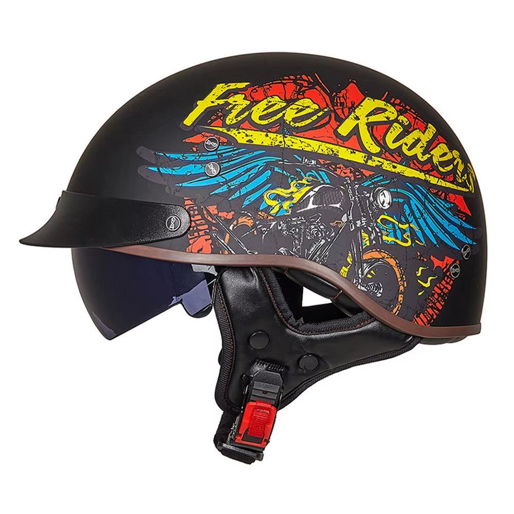 Motorcycle Helmet Casco Moto Half Helmet German Classic Moto Helmet DOT Certification Capacete De Moto with HD Visors Retro