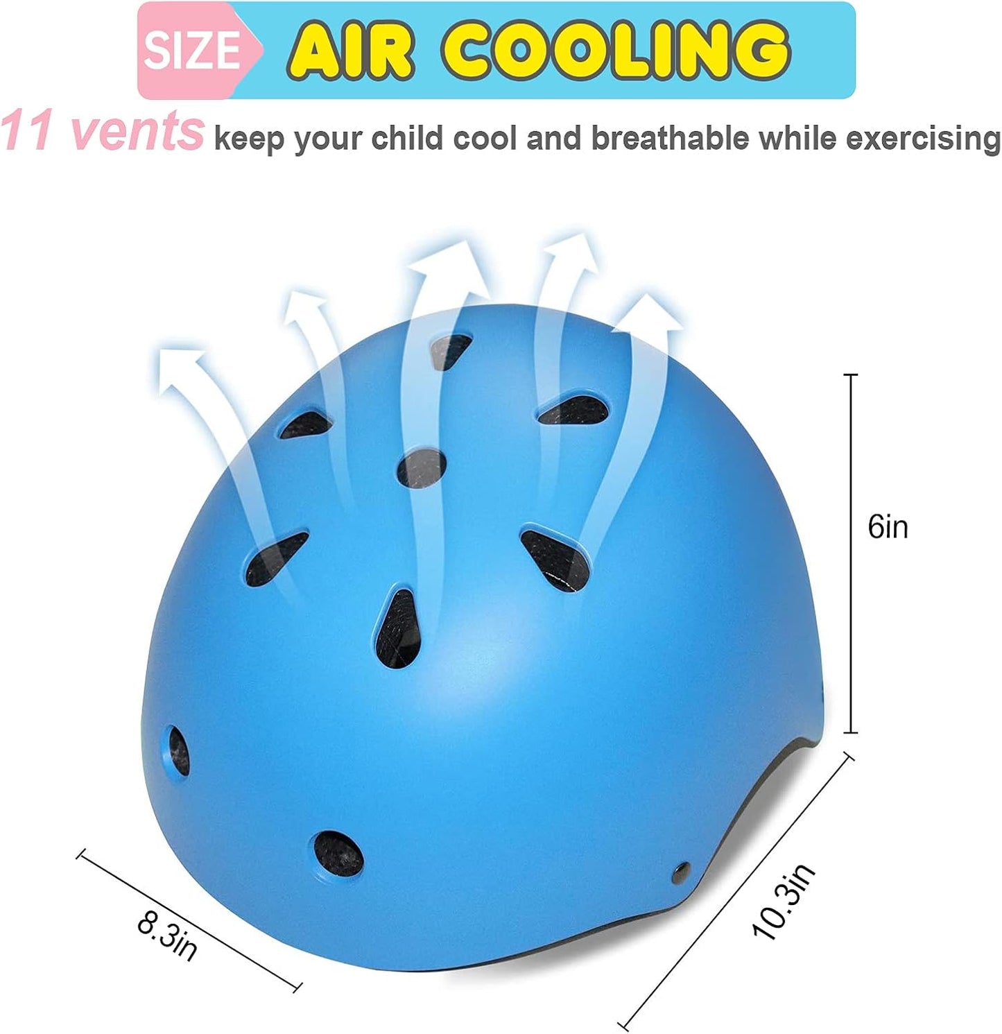 Kids Bike Helmet Set, Adjustable Toddler Helmet for Ages 2-3-5-8-14 Kids with Knee, Elbow & Wrist Pads | Multi-Sport Helmet for Skateboard Cycling Scooter Rollerblading