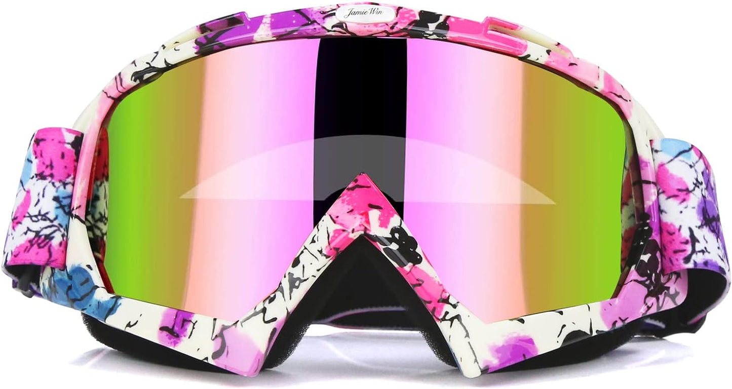 Motocross Goggles - ATV Dirt Bike Motorcycle UTV MX Offroad Riding Goggles with anti UV, Dustproof, anti Fog Lenses for Men, Women, Youth & Kids