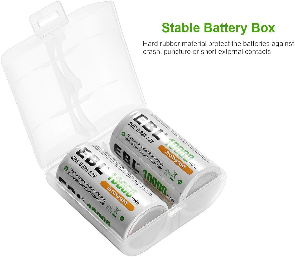 D Cell Batteries 10,000Mah Ultra Pro Ni-Mh Rechargeable D Batteries, 4-Pack