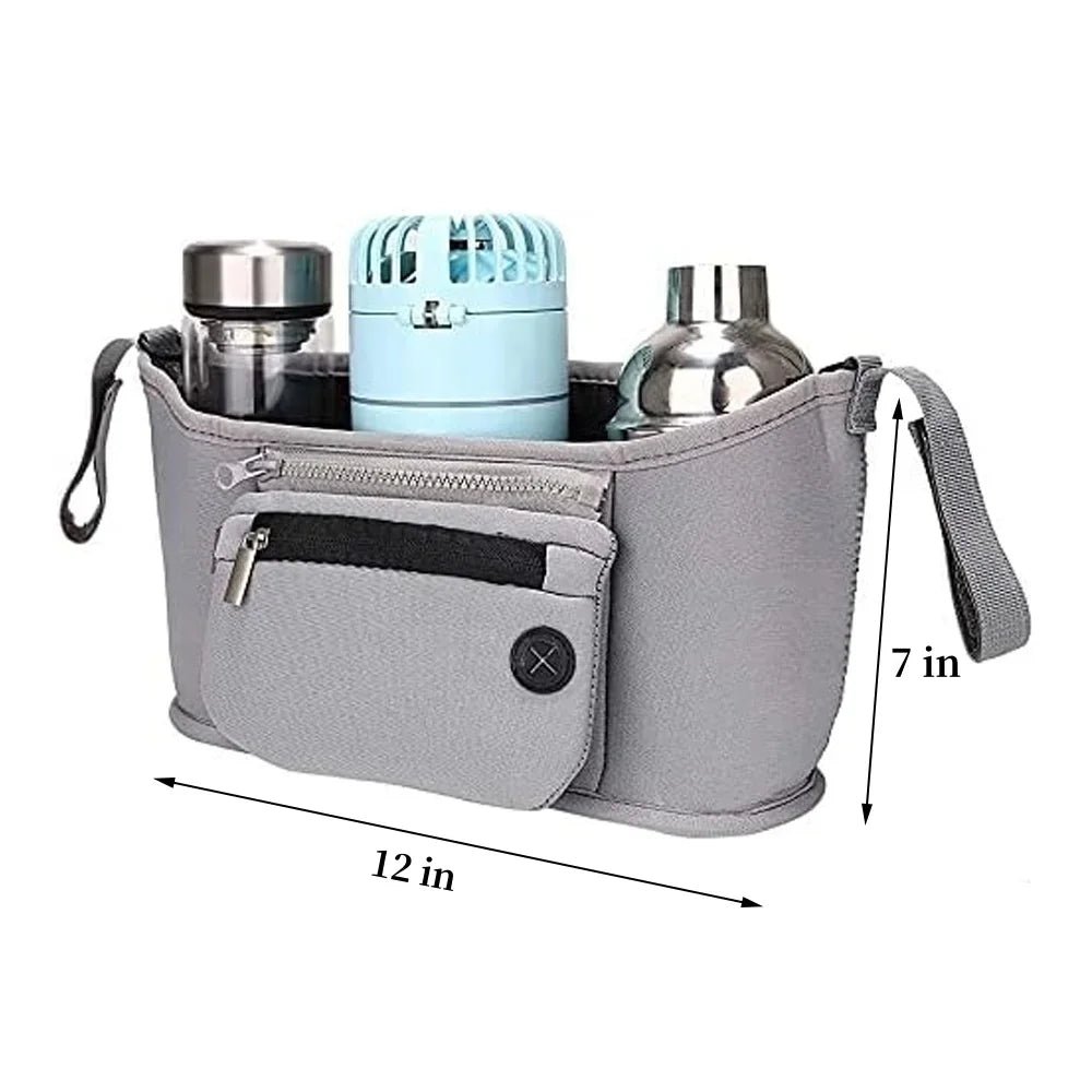 Walker Basket with Cup Holder, Universal Seniors Walker Bag with Large Capacity Storage, Elderly Accessories Pouch for Rollator, Wheelchair, Folding Walkers(Gray)