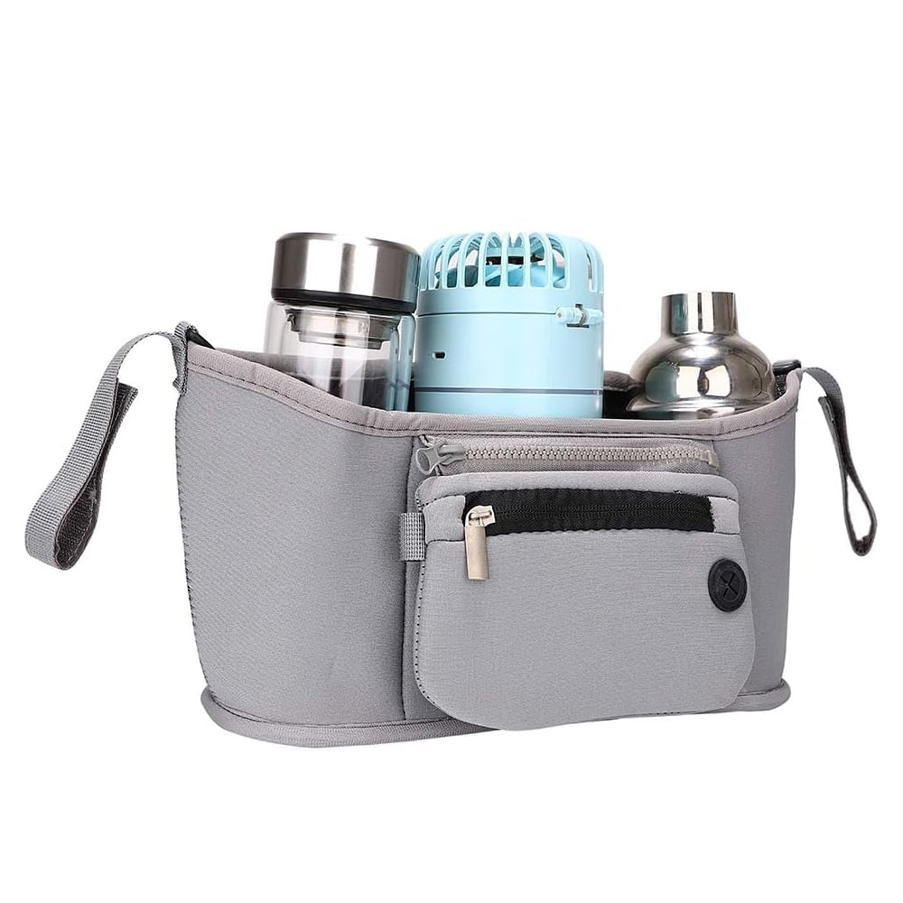 Walker Basket with Cup Holder, Universal Seniors Walker Bag with Large Capacity Storage, Elderly Accessories Pouch for Rollator, Wheelchair, Folding Walkers(Gray)