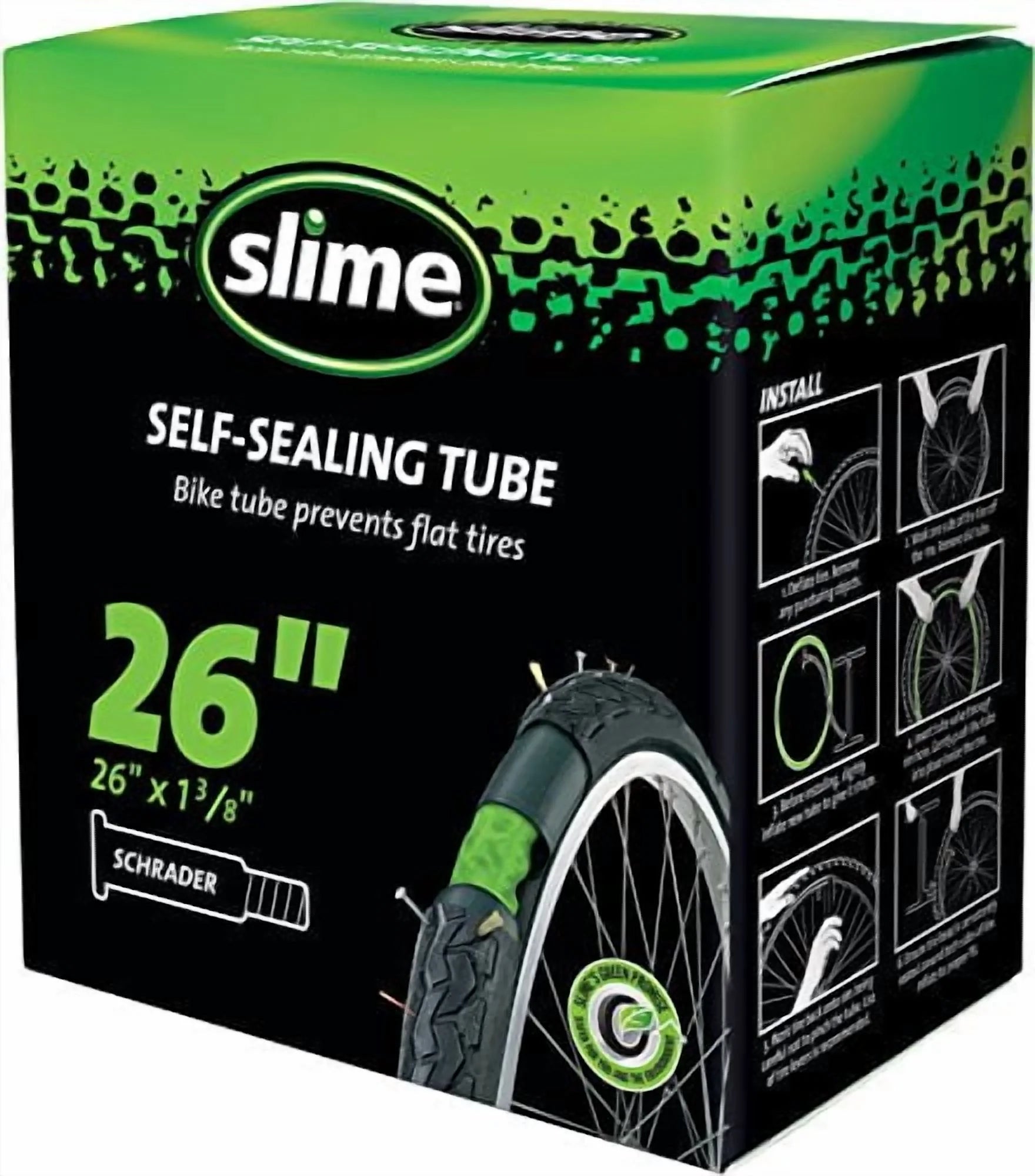 Extra Strong Self-Sealing Bicycle Tube Schrader 1 3/8" X 26" Bike Inner Tube - 30044
