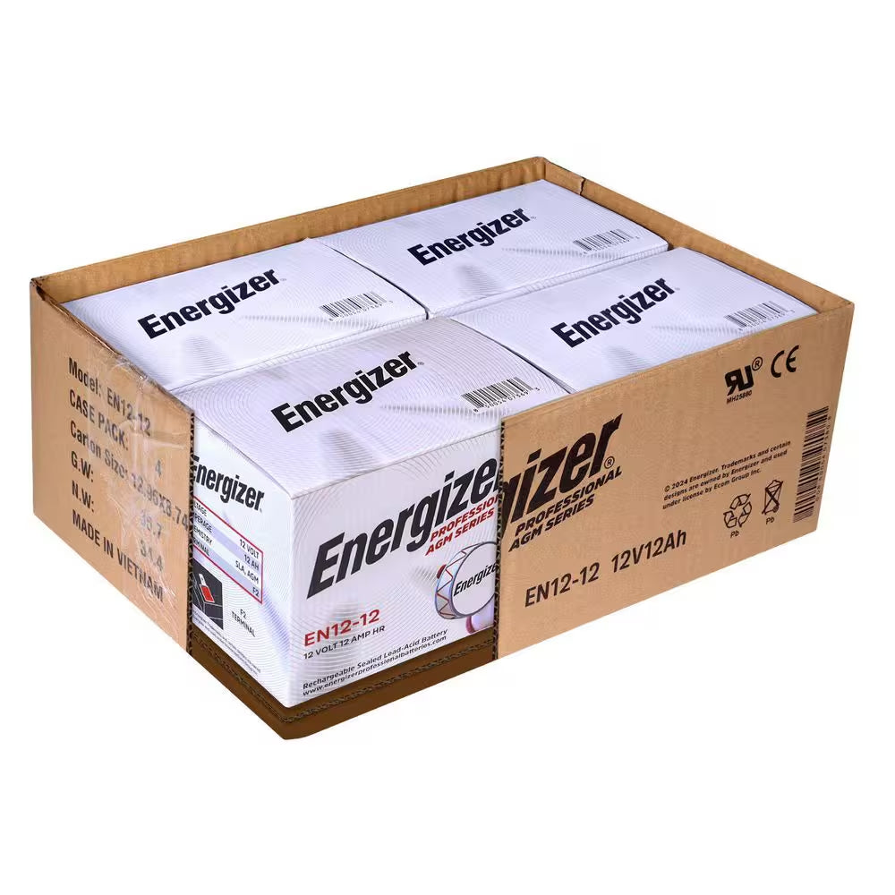 12V 12Ah Long Lasting SLA AGM Rechargeable Battery Use in Wheelchairs, Electric Scooters, Backup Power-4 Pack
