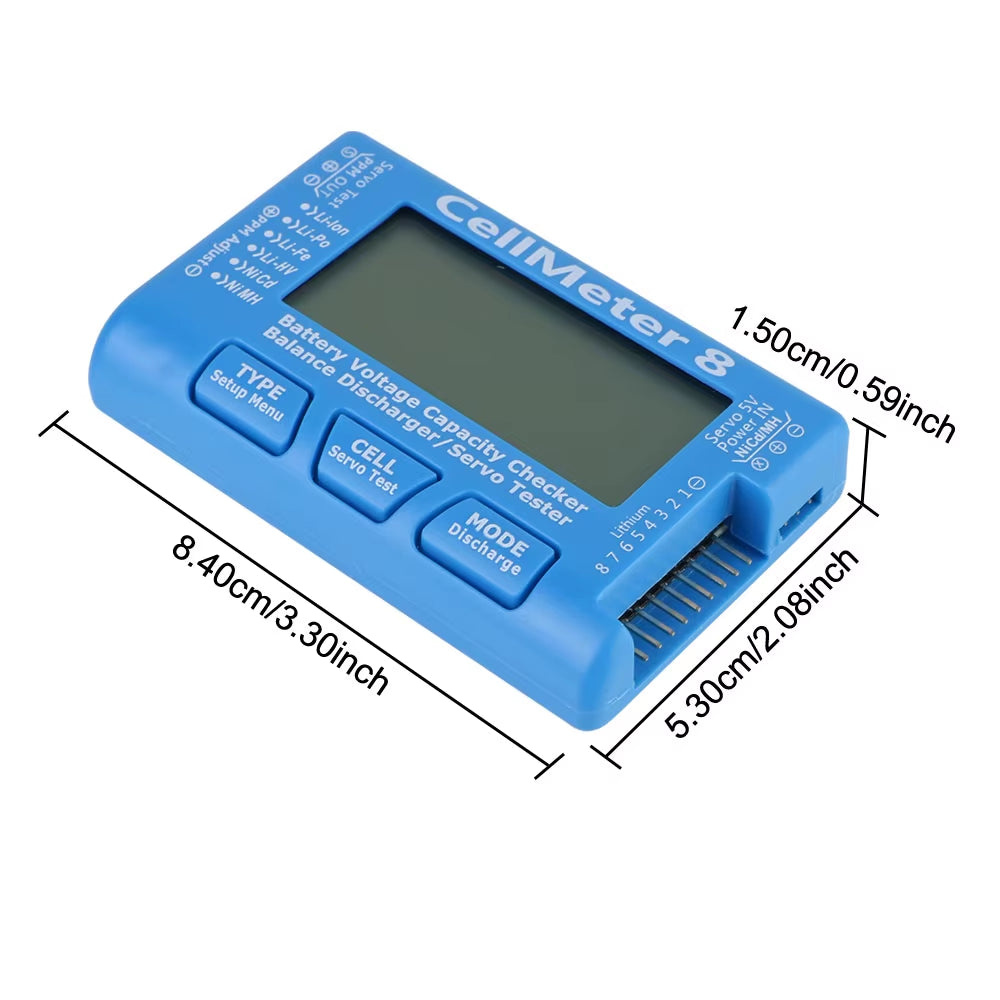 Battery Discharge Device Battery Voltage Tester 2-8S Digital Battery Capacity Checker RC Cellmeter 8