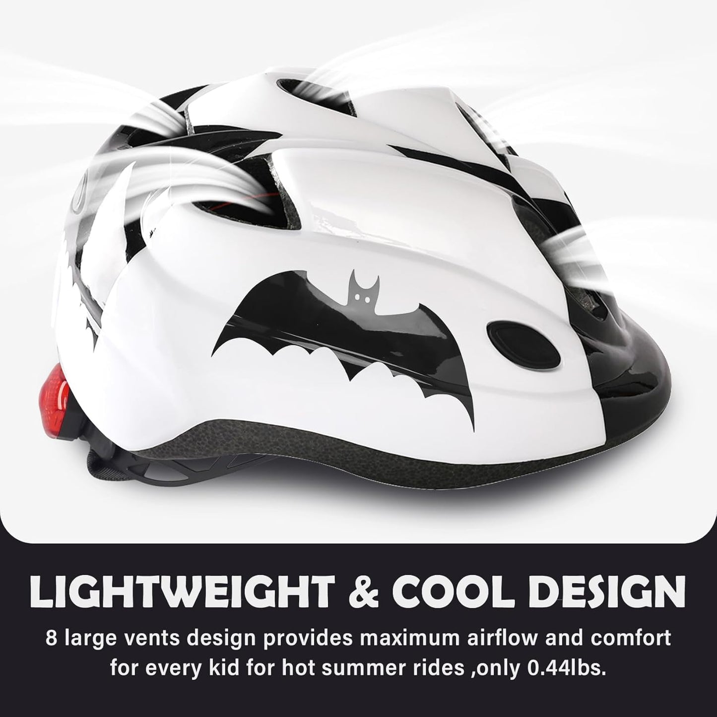 Kids Toddler Bike Helmet, Adjustable Boys Girl Helmets from Baby to Children(Age 1-8), Multi Sports for Bicycle Skate with LED Light