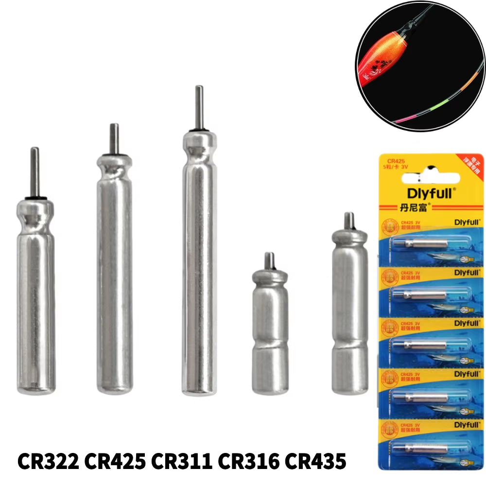 10X CR322 CR425 CR311 CR316 CR435 Luminous Electric Battery Fishing Floats Lithium Pin Battery Tool 3 Votage Battery Floats