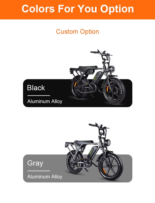48V 1000W High-Performance Li-Ion Battery City Bike 60Km Long Distance Commuting Fat E-Bikes  V8 E-Bike