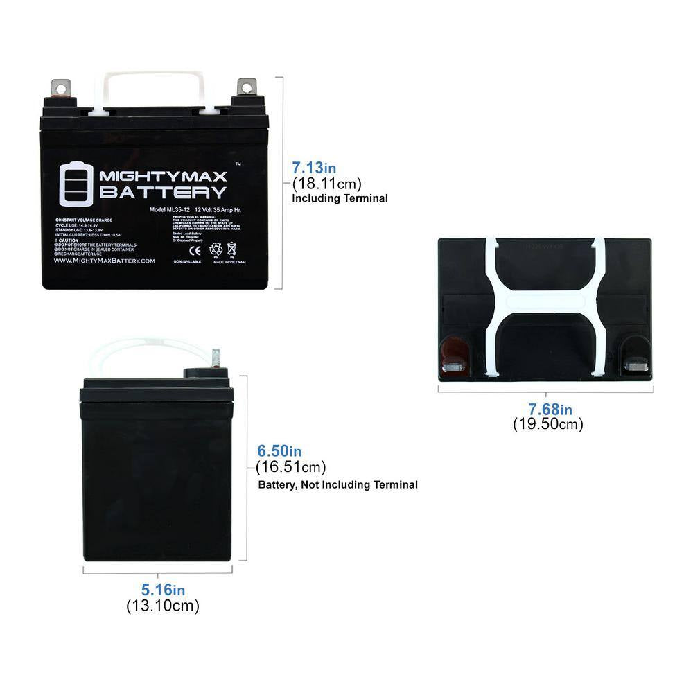 ML35-12 - 12-Volt 35AH Invacare Wheelchairs TRIROLLS 1 Replacement Battery - 2 Pack