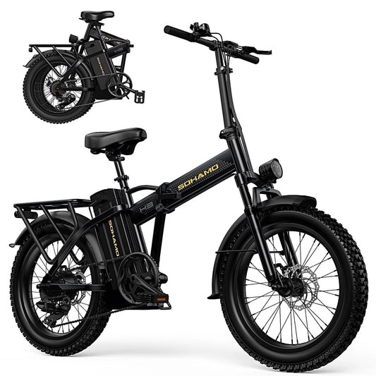 H3 Electric Bikes for Adults, 750W Folding Ebike 48V 20Ah Battery, 20" Fat Tire Mountain Bike, Shimano 7 Speed E Bikes for Men UL2849