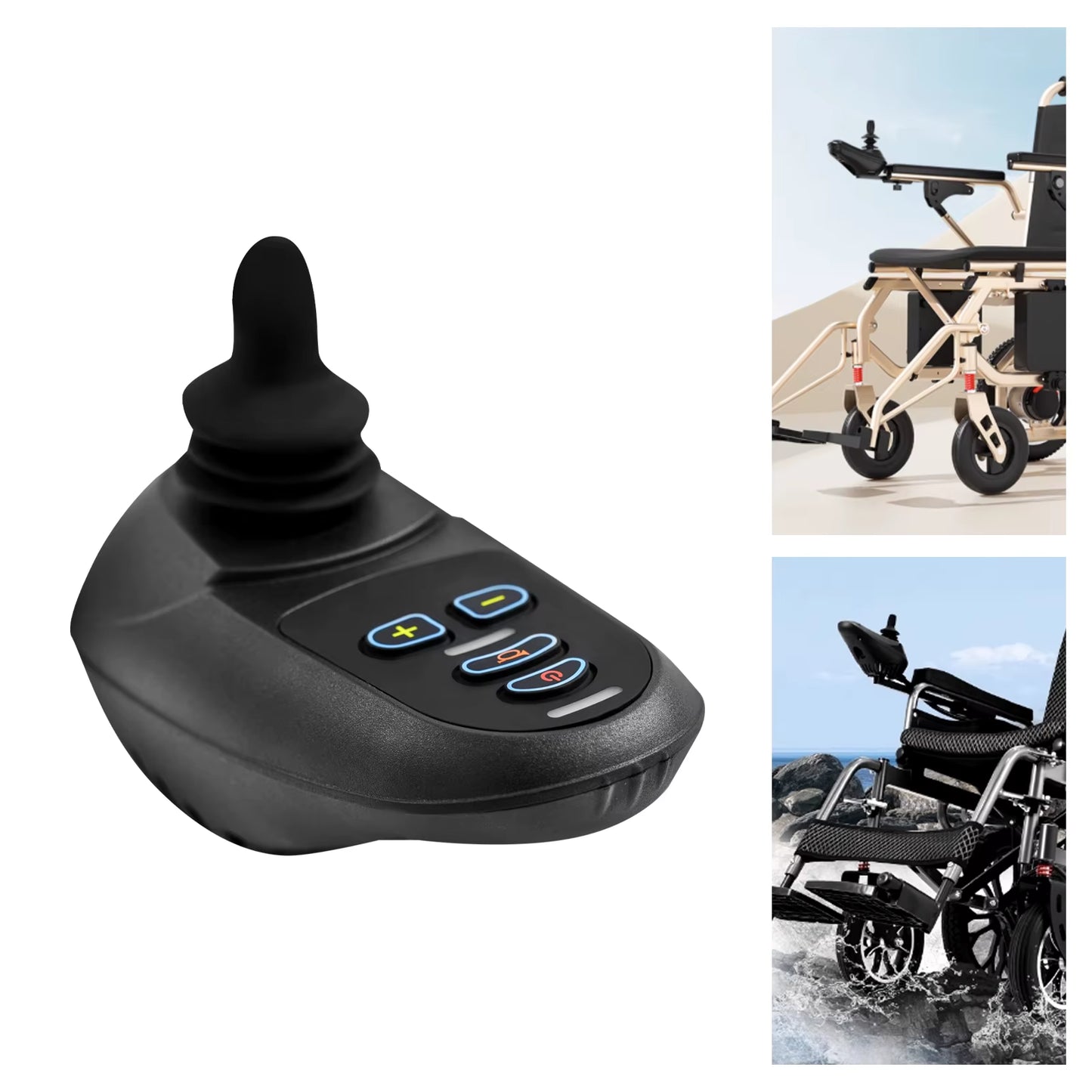Black Aluminum Electric Wheelchair Joystick Controller, ML2P+ Adapter Cable WB5003 5 Gears 19*9.3*8.8Cm for Electric Wheelchairs