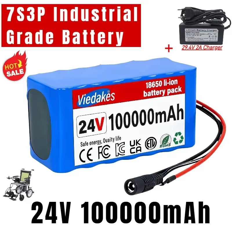 24V 100AH 7S3P Battery High Capacity - Perfect for Disabled Mobility Wheelchairs, Electric Toy Trucks & Commuter Scooters🛍️