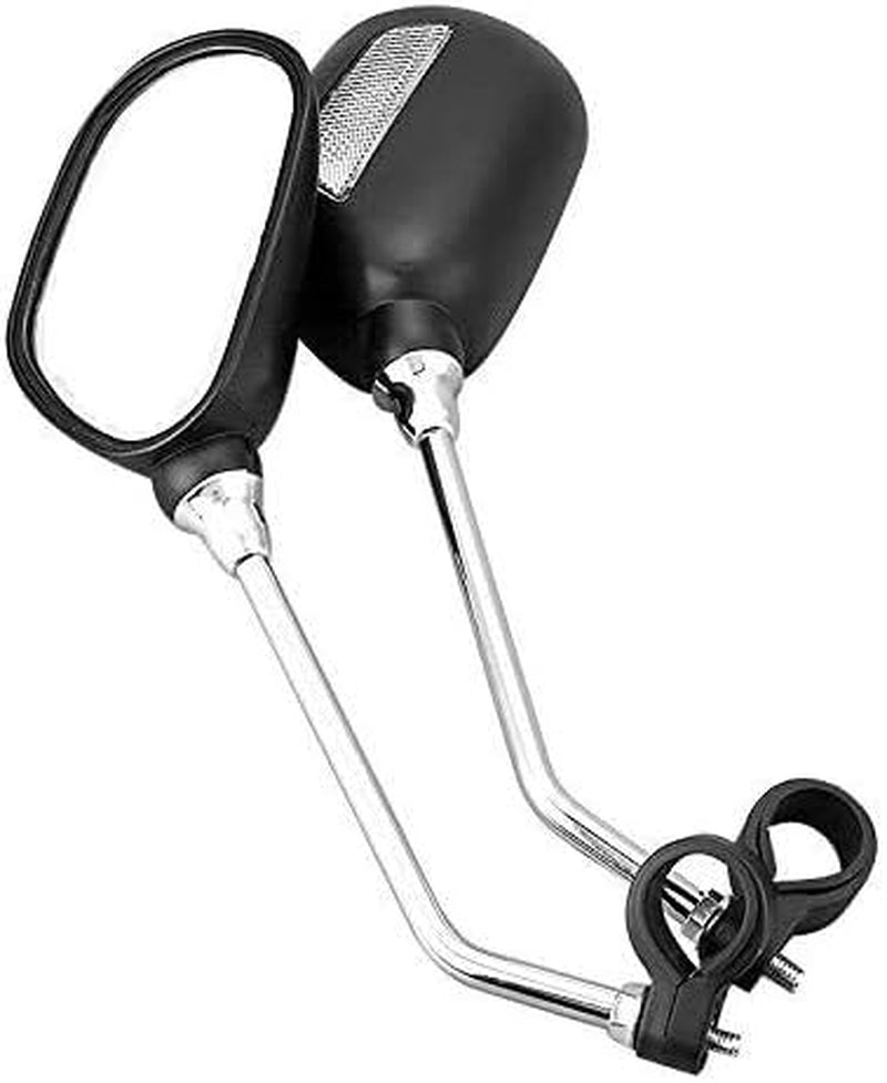 Bike Handlebar Rearview Mirror 2 Pack - Rotatable and Adjustable Wide Angle HD Safe Glass Rear View Shockproof Side Flat Mirror Universal for Bike Bicycle E-Bike (BM046)