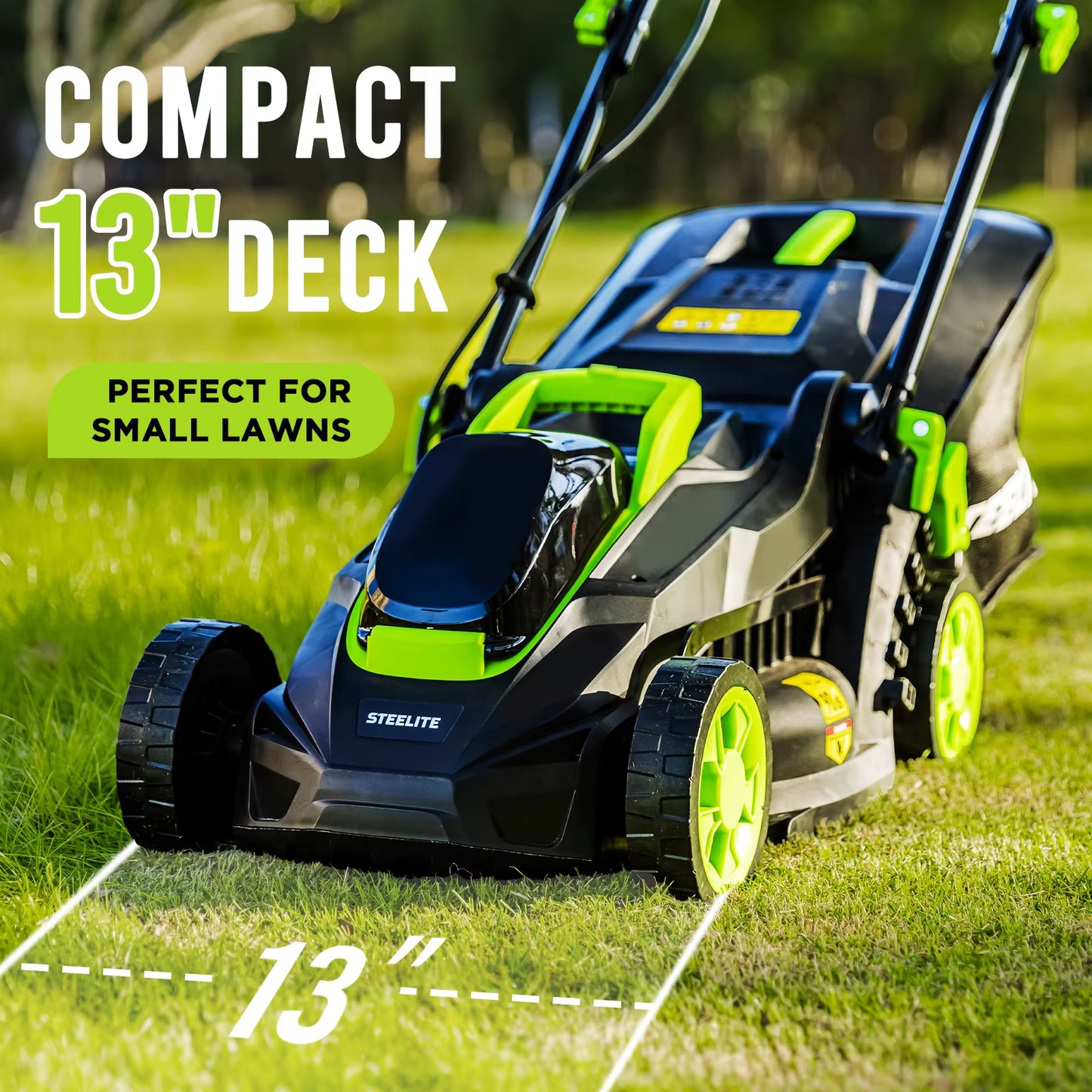 13-Inch Cordless Lawn Mower, 21V Electric Lawn Mower with Brushless Motor for Garden, 4.0Ah Battery & Charger Included