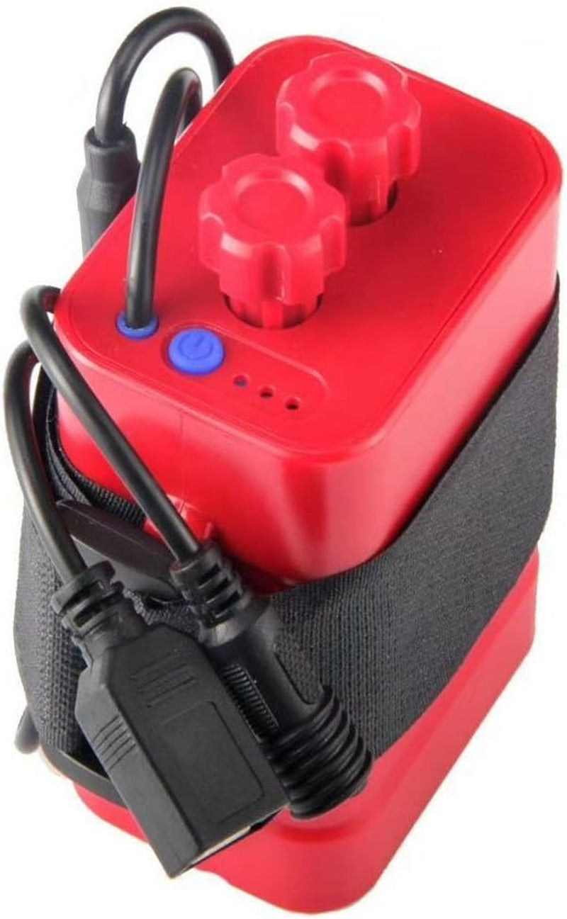 Bike Light Batteries Pack Case, Waterproof Case for 6 X 18650, 8.4V Rechargeable Cycling Safety Battery Pack Case House Cover with DC and USB Interface for Cycling Bike Light Headlamp(Red)